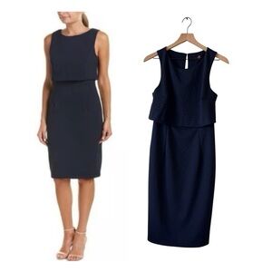 Trina Turk Navy Shalay Ponte Textured Dress Size 6